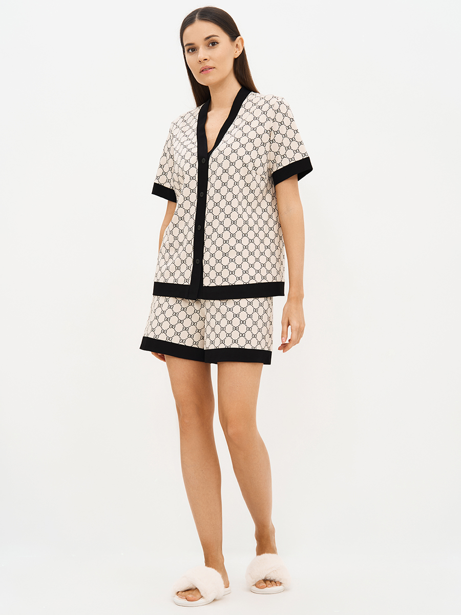 OmD 0240D ALTA MODA Пижама принт. жен. (Рубашка кор.рукав+Шорты), CO
