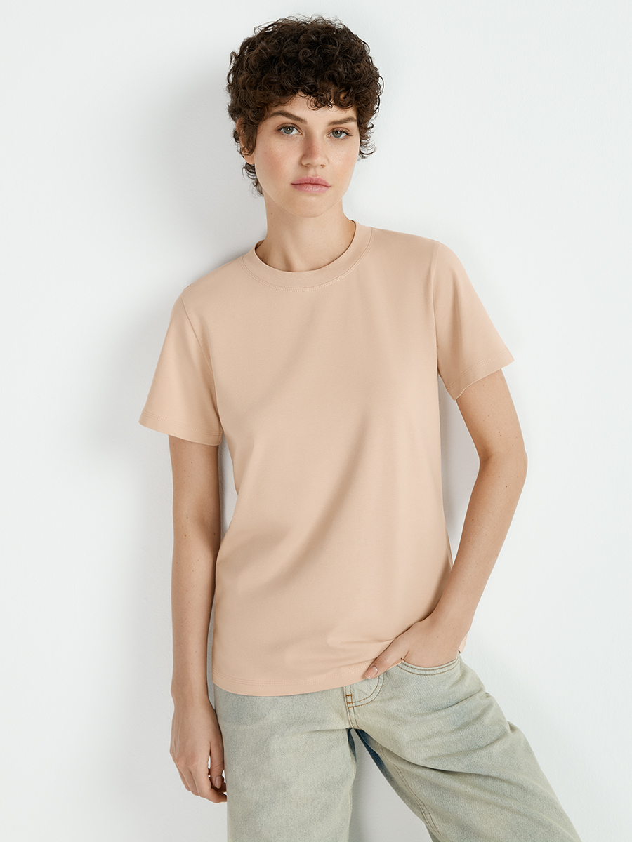 OmT_D1203 Футболка женская прямого кроя, CO+EL