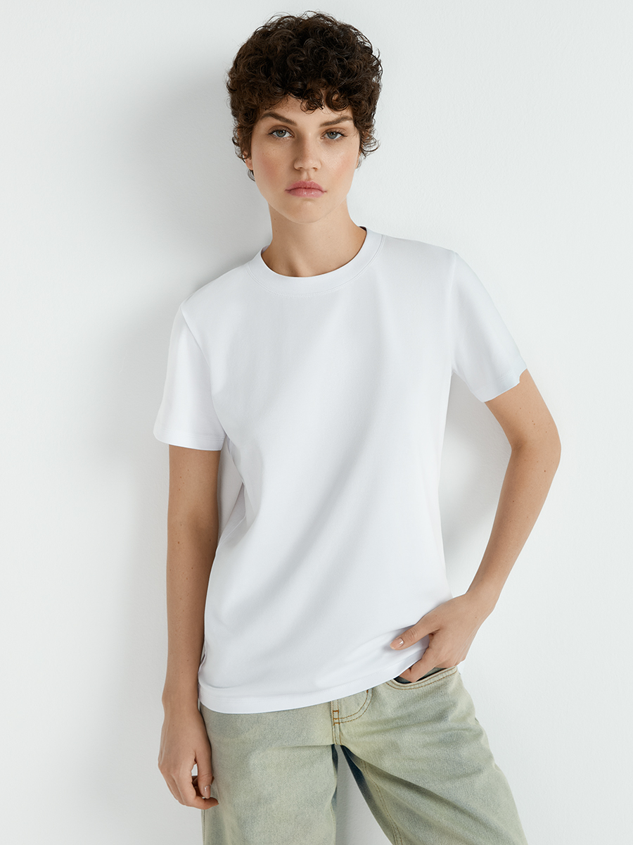 OmT_D1203 Футболка женская прямого кроя, CO+EL